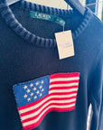 Ralph Lauren - American flag sweater zwart maat S