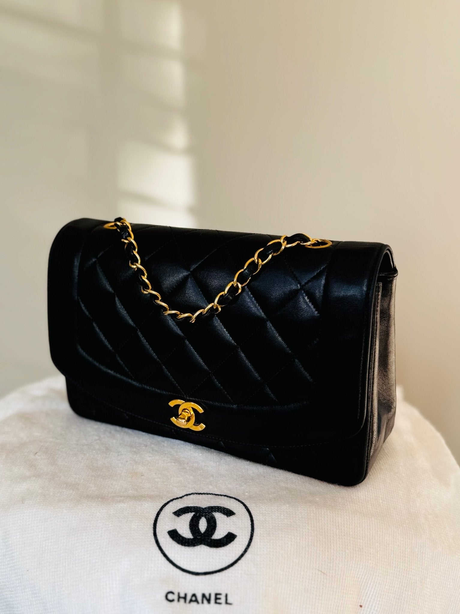 Chanel Diana - 1994 - 1996 Black Lambskin Shoulder Bag Medium - Second - brand.nl