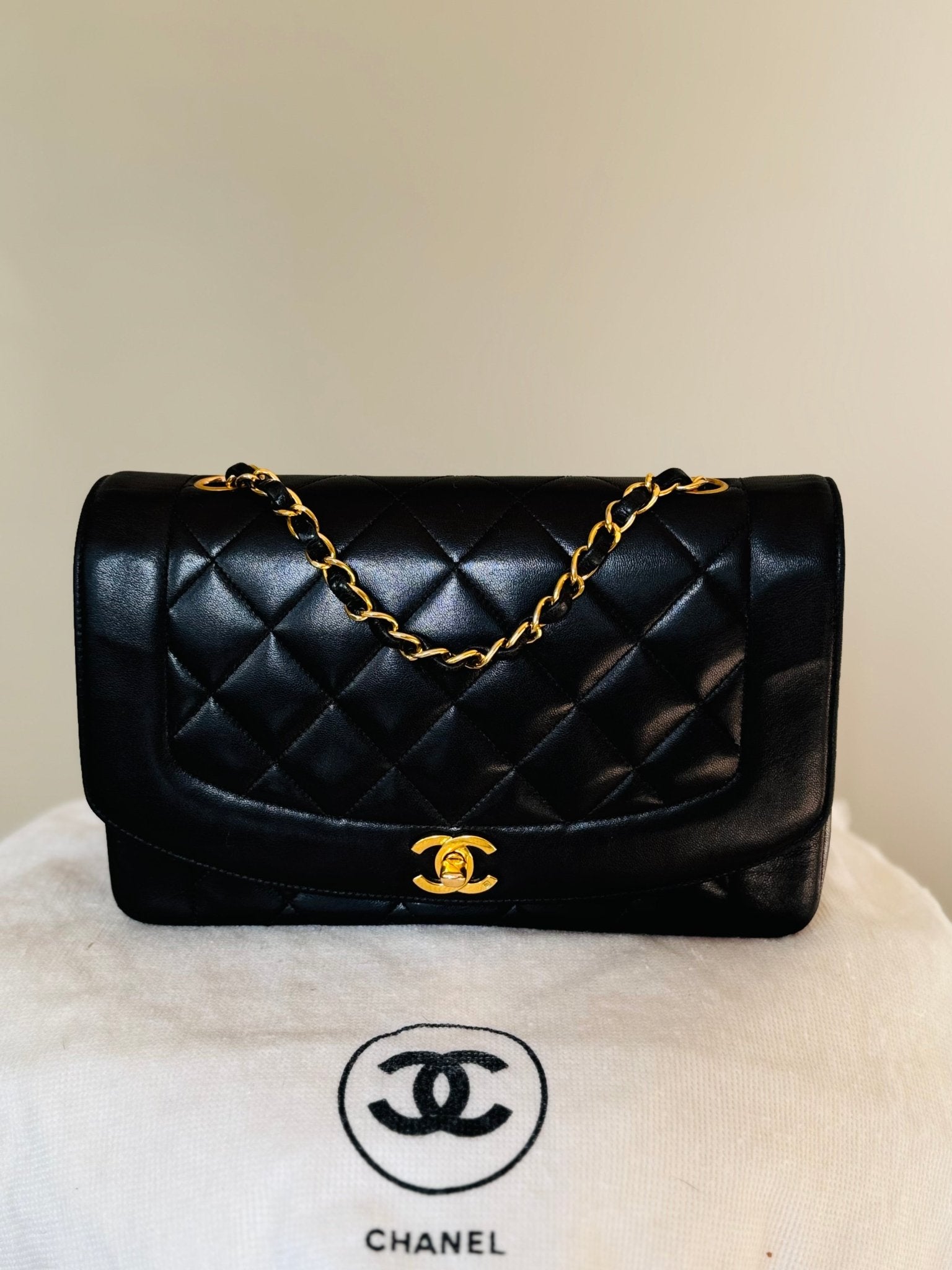 Chanel Diana - 1994 - 1996 Black Lambskin Shoulder Bag Medium - Second - brand.nl