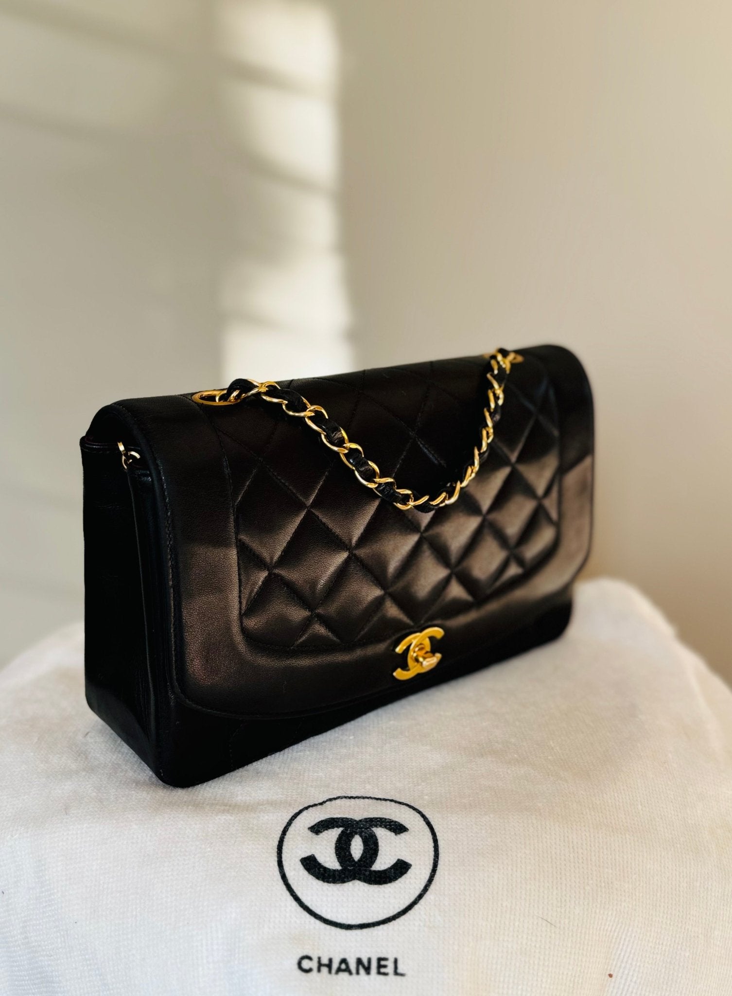 Chanel Diana - 1994 - 1996 Black Lambskin Shoulder Bag Medium - Second - brand.nl