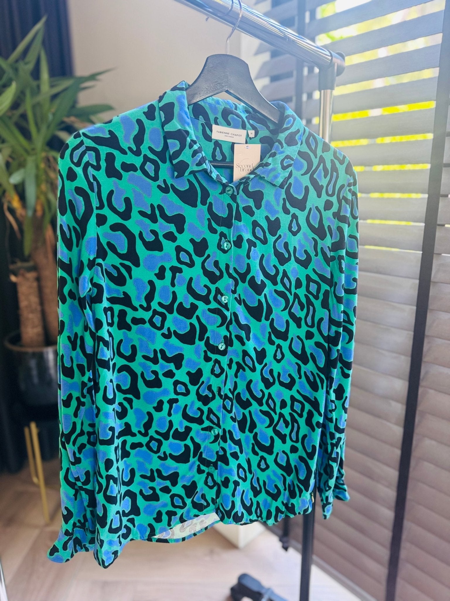 Fabienne Chapot - groene Leopard blouse maat 36 - Second - brand.nl