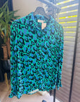 Fabienne Chapot - groene Leopard blouse maat 36 - Second - brand.nl