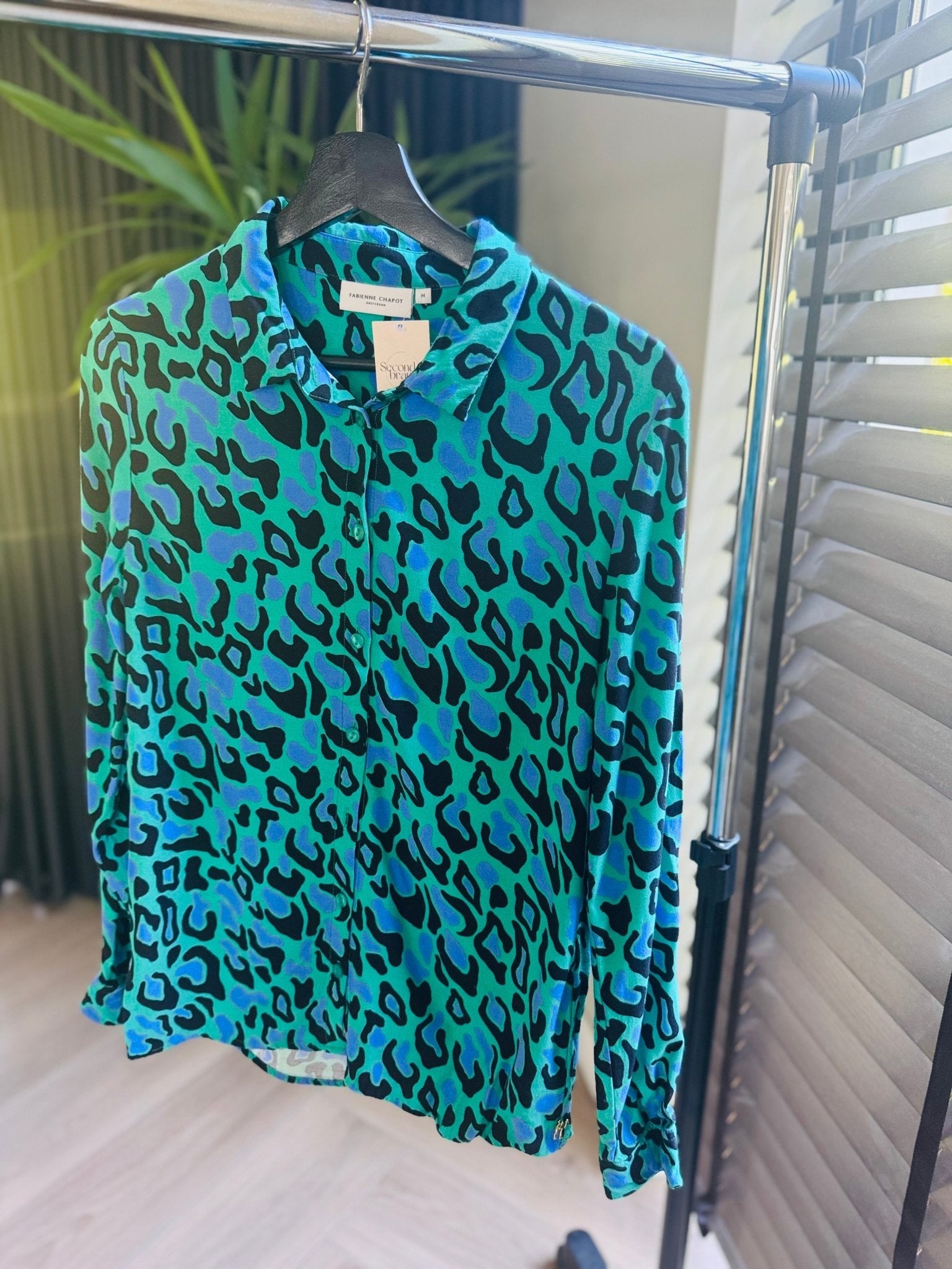 Fabienne Chapot - groene Leopard blouse maat 36 - Second - brand.nl