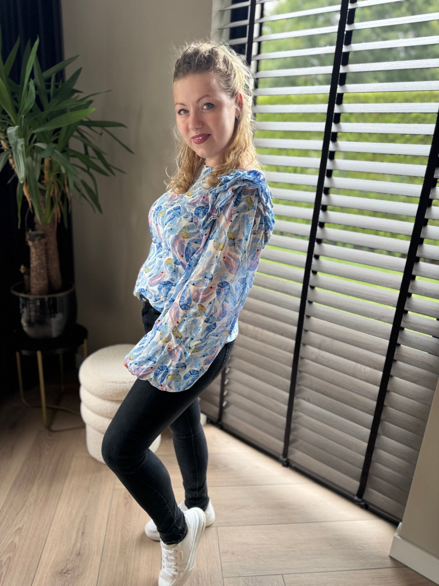 Fabienne Chapot shrimp blouse blauw - maat 38 - Second - brand.nl