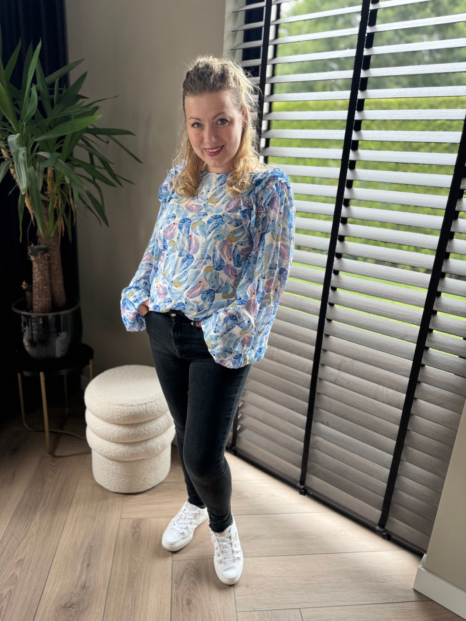 Fabienne Chapot shrimp blouse blauw - maat 38 - Second - brand.nl